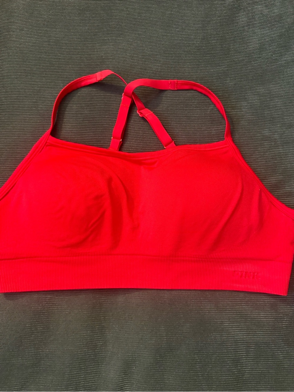 PINK Victoria's Secret Bright Red Seamless Sports Bralette